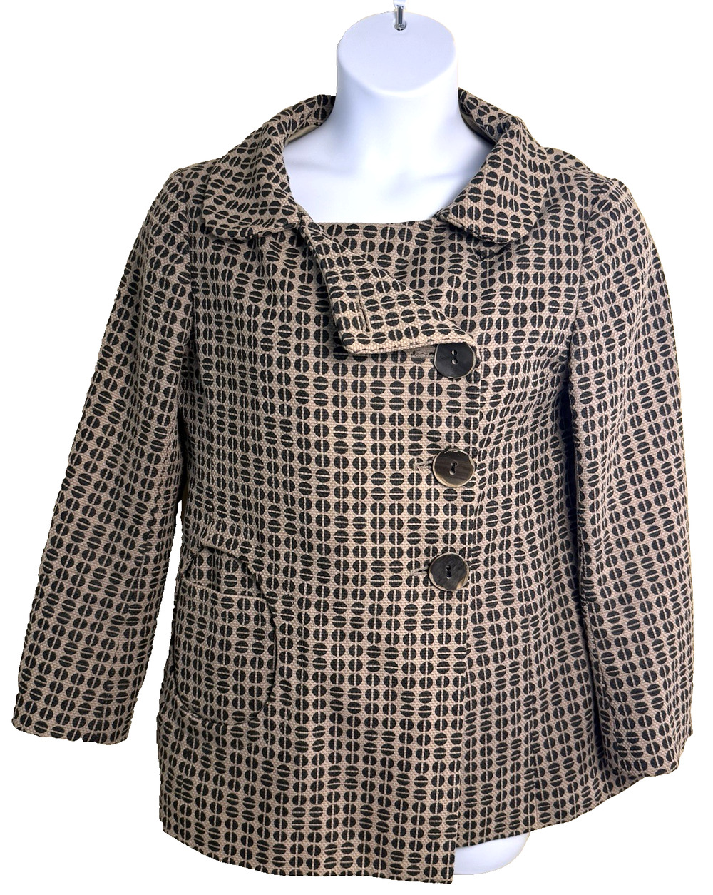 Hoss Intropia Vintage-Style Geometric Dot Car Coat Jacket Size 10 EU 42 Spain